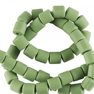Polymeer tube kralen 6mm - Basil green